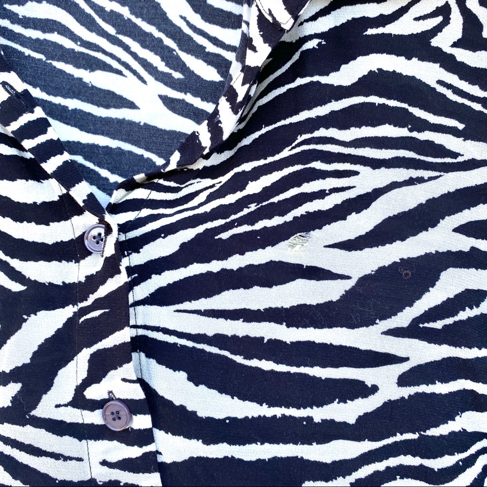 Derek Lam 10 Crosby zebra print blouse TOP animal print shirt women’s striped - Picture 8 of 9